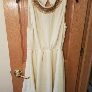 Women's Medium Rue21 Cream Beaded Neckline Dress